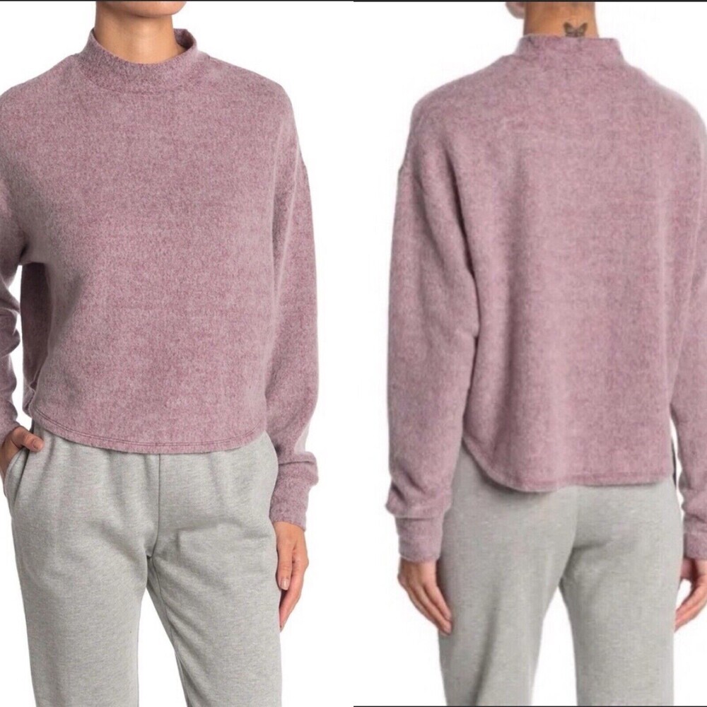 Socialite Women's sweatshirt Brushed Mock Neck long sleeve In Wine Size XL